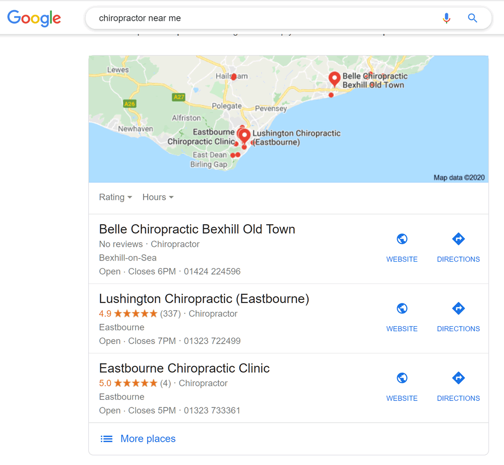 Local search engine listings