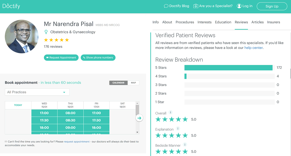 Doctor review website