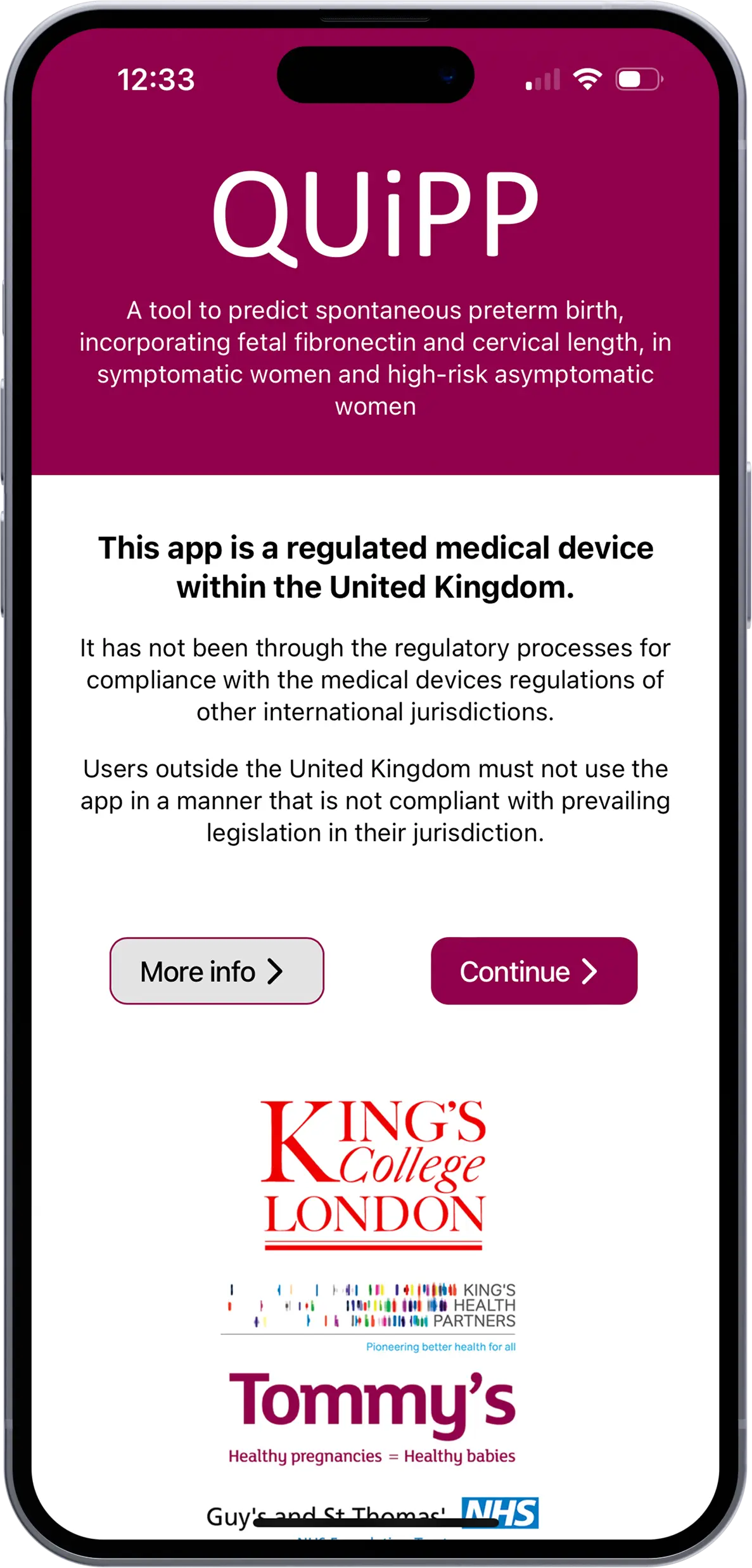 QUiPP app home screen in a mobile phone